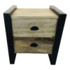houten met ijzeren nachtkastje van Wood & iron met twee laden greepjes en een donder ijzer frame