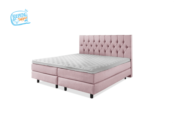 tweepersoons bed met pocketvering in de kleur roze